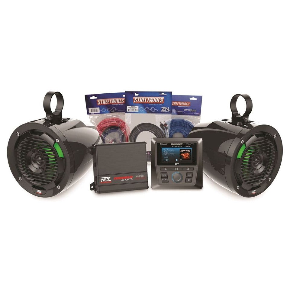 MTX Audio Bluetooth Media Controller Package with Amplifier & 2 Roll Cage Speaker