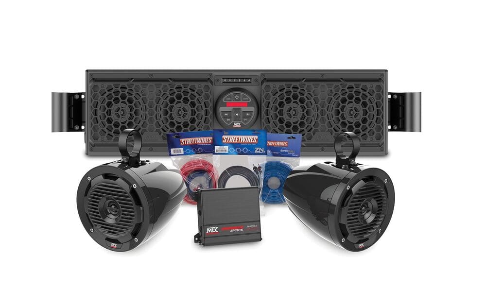 MTX Audio Polaris RZR Bluetooth Overhead Audio Sound Bar with 2-Channel Amplifier & 2 Roll Cage Speaker System