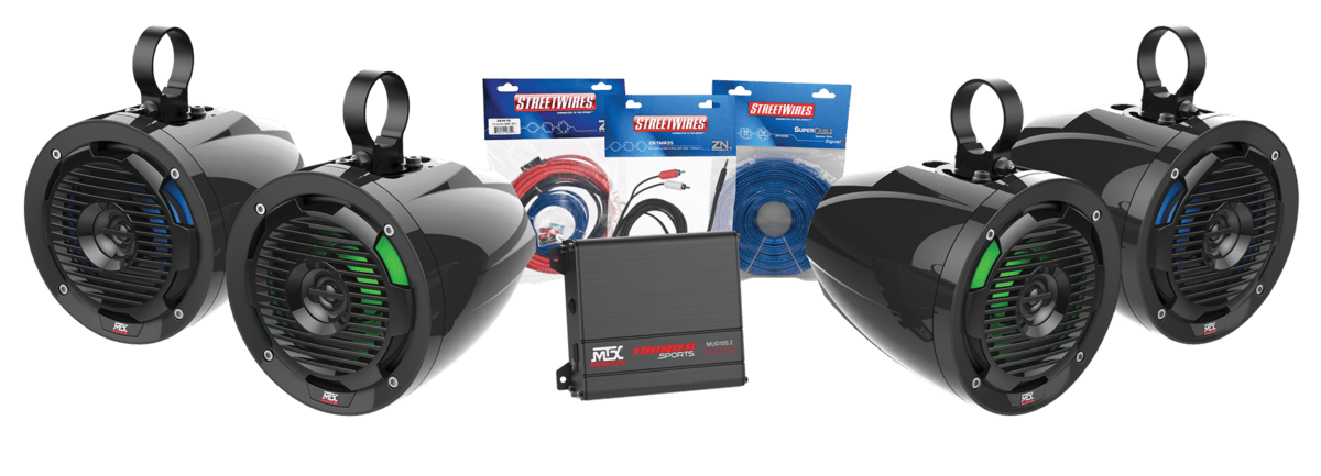 MTX Audio Universal Audio Package With Amplifier & 4 Roll Cage Speakers