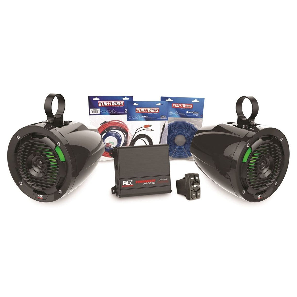 MTX Audio Universal Bluetooth Switch Audio Package w/Amplifier & 2 Roll Cage Speakers