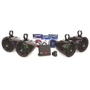 MTX Audio Universal Bluetooth Switch Audio Package with Amplifier & 4 Roll Cage Speakers