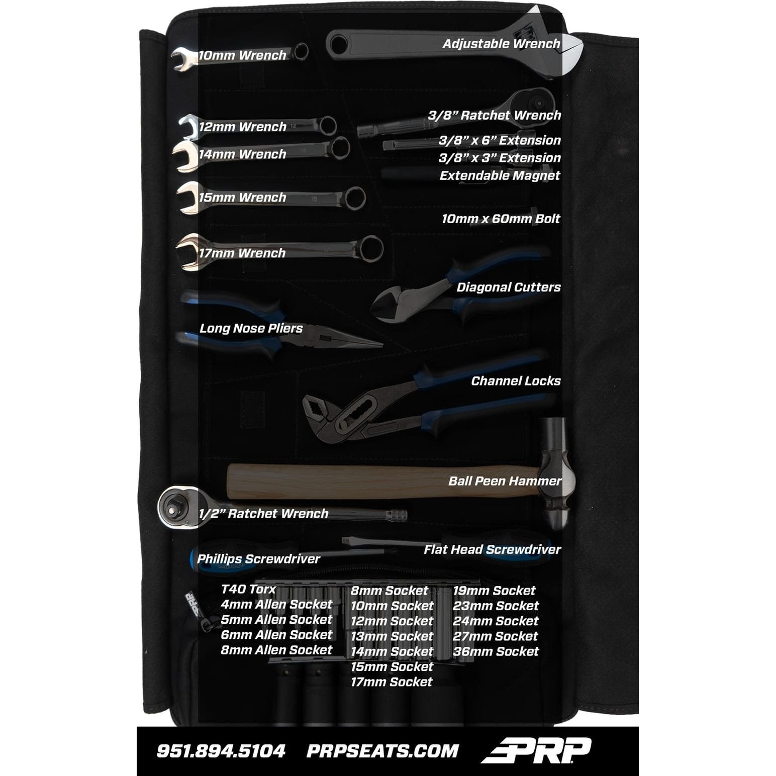 PRP Kawasaki KRX Roll Up Tool Bag with 35pc Tool Kit