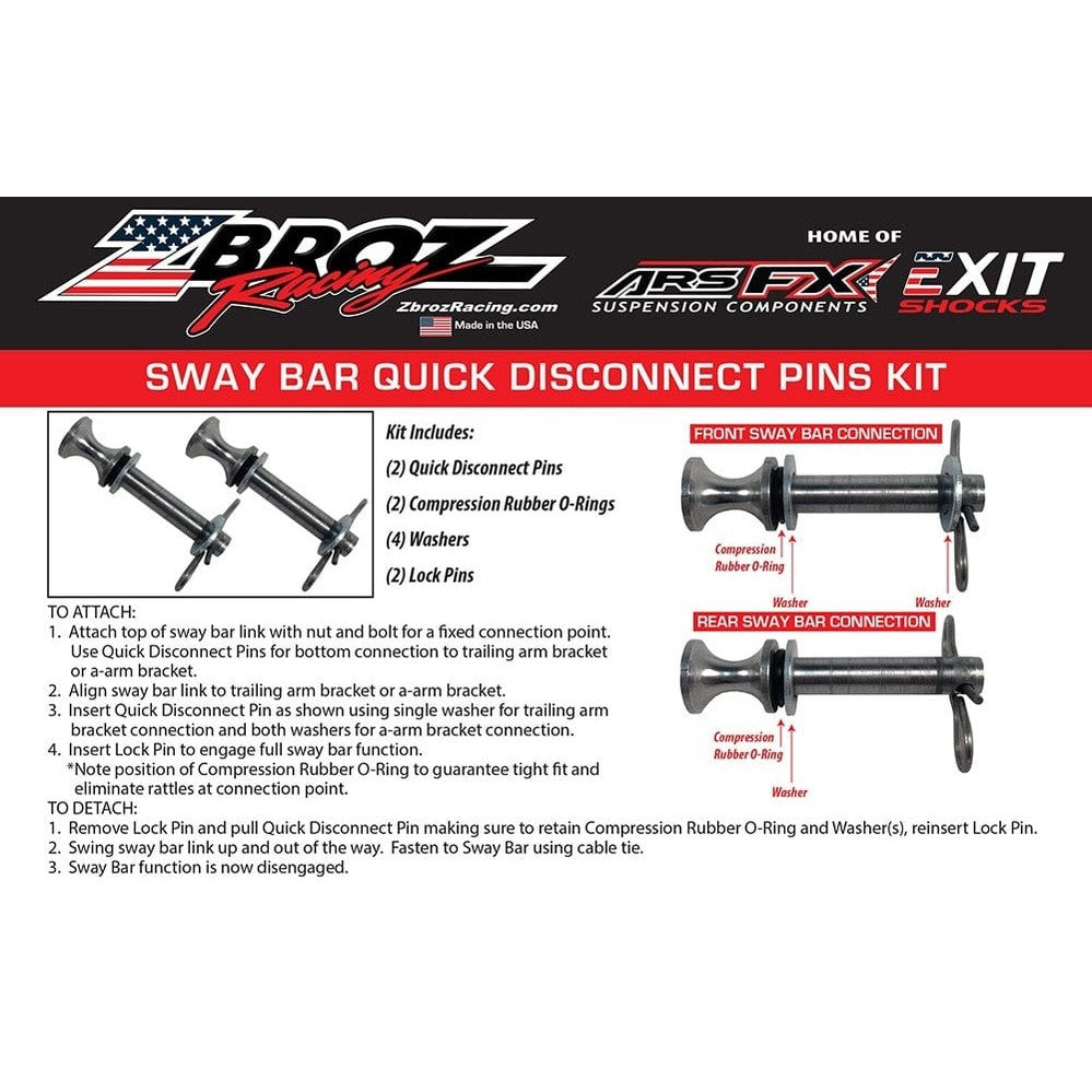 Zbroz RZR XP 1000 / RZR XP4 1000 / RS1 Sway Bar Quick Disconnect Pull Pins