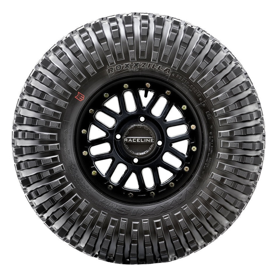 Raceline A13GB Gloss Black Omega & Maxxis Roxxzilla Radial Wheel & Tire Kit