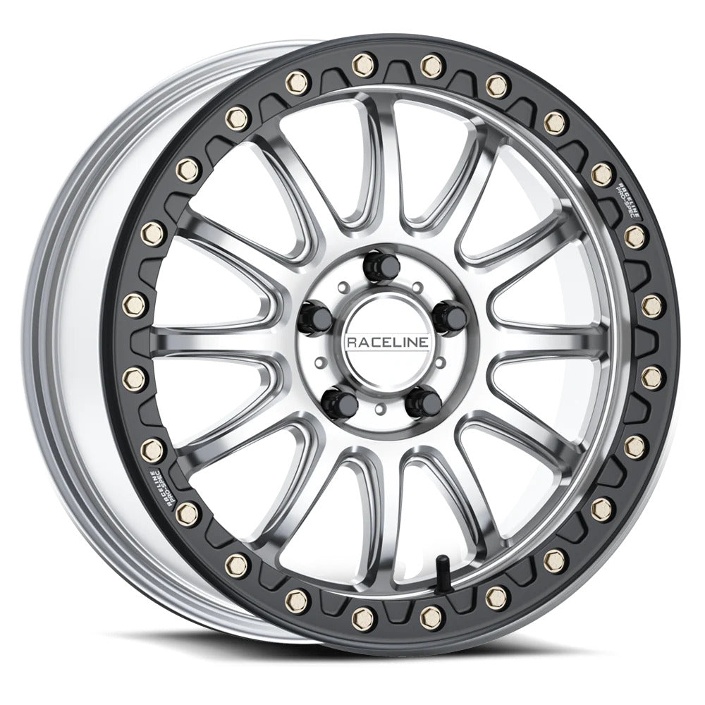 Raceline A14SB Alpha Silver/Black Beadlock & Maxxis Roxxzilla Radial Wheel & Tire Kit