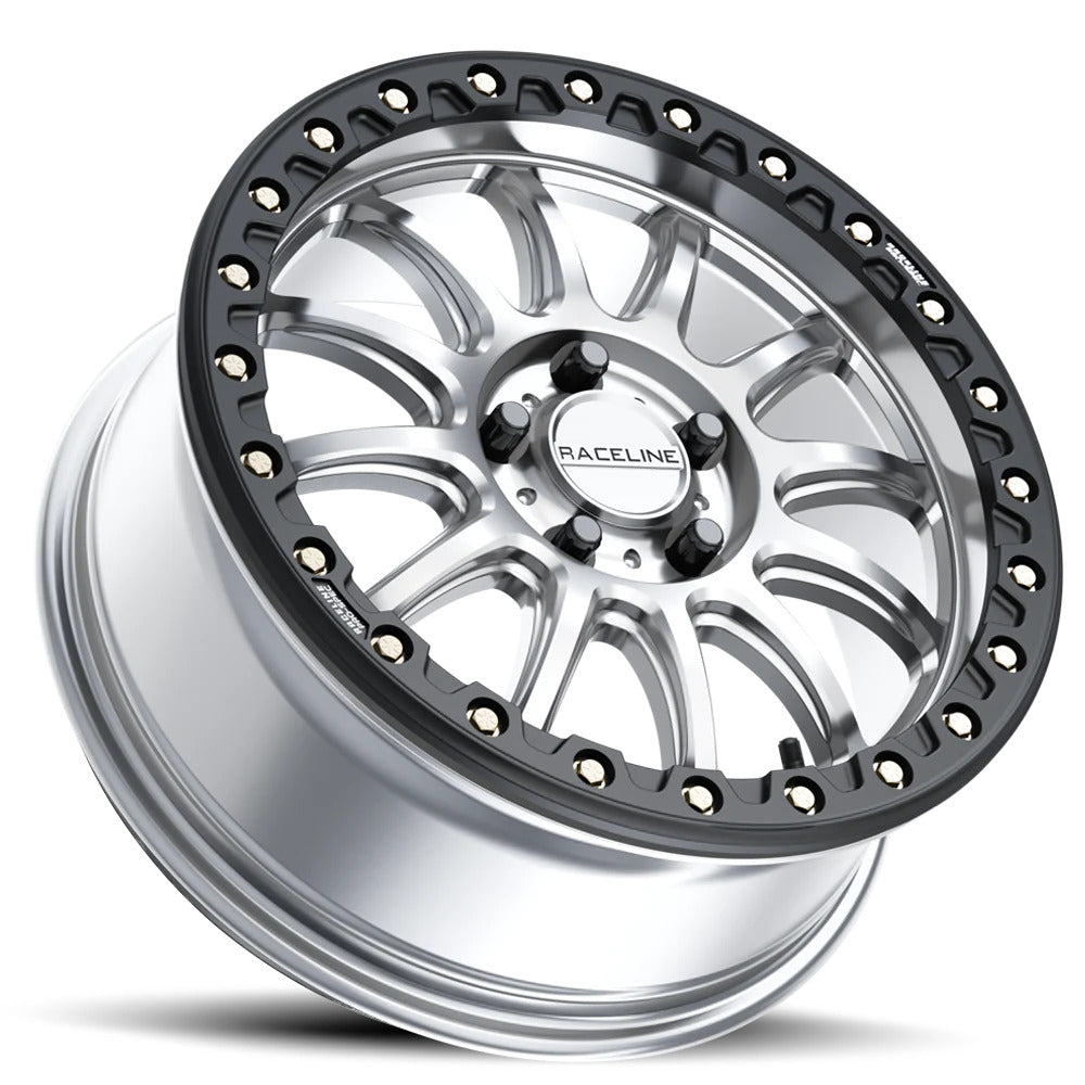 Raceline A14SB Alpha Silver/Black Beadlock & Maxxis Roxxzilla Radial Wheel & Tire Kit