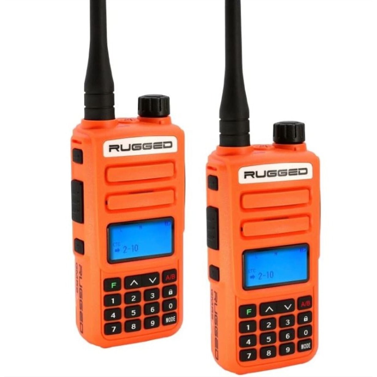Rugged Radios 2 PACK - GMR2 PLUS GMRS and FRS Two Way Handheld Radios - Safety Orange