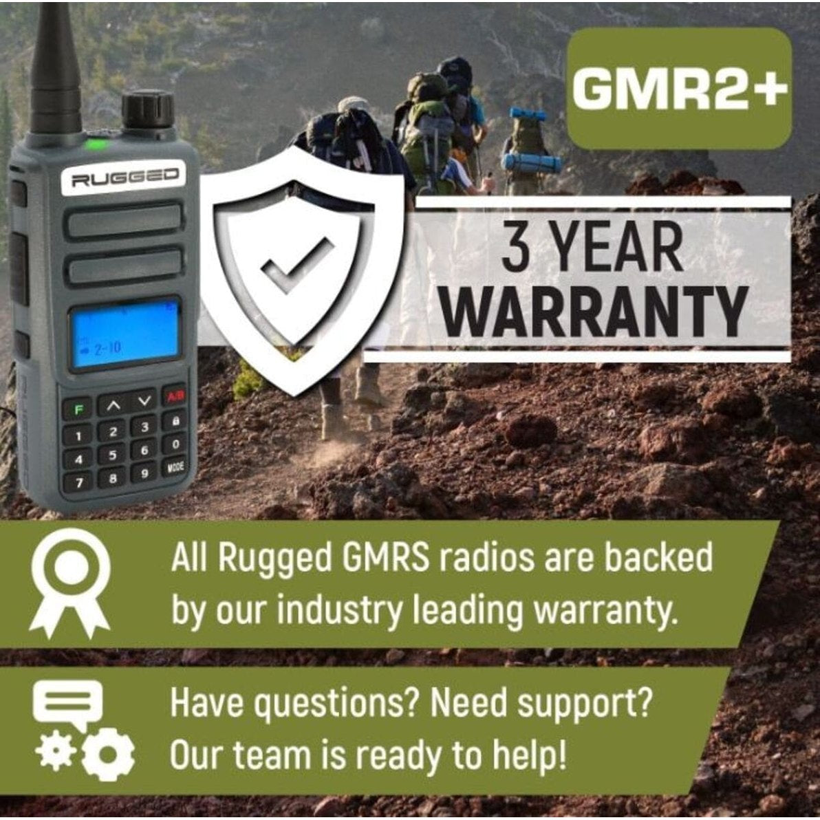 Rugged Radios 2 PACK - GMR2 PLUS GMRS and FRS Two Way Handheld Radios - Safety Orange