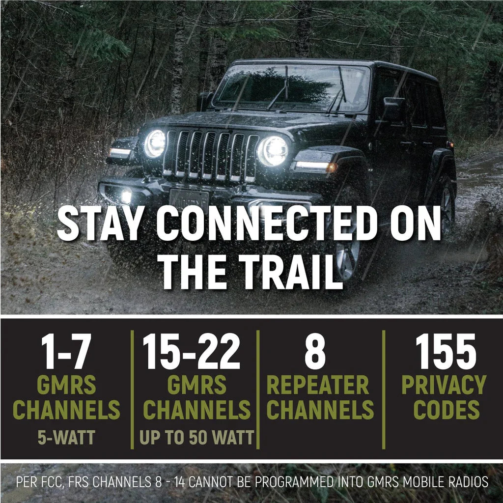 Rugged Radios Adventure Radio Kit - GMR25 Waterproof GMRS Mobile Radio Kit and External Speaker