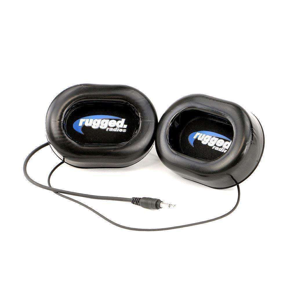 Rugged Radios Alpha Audio Speaker Pods - Velcro Mounting and Gel Ear Pods - Mono 3.5mm