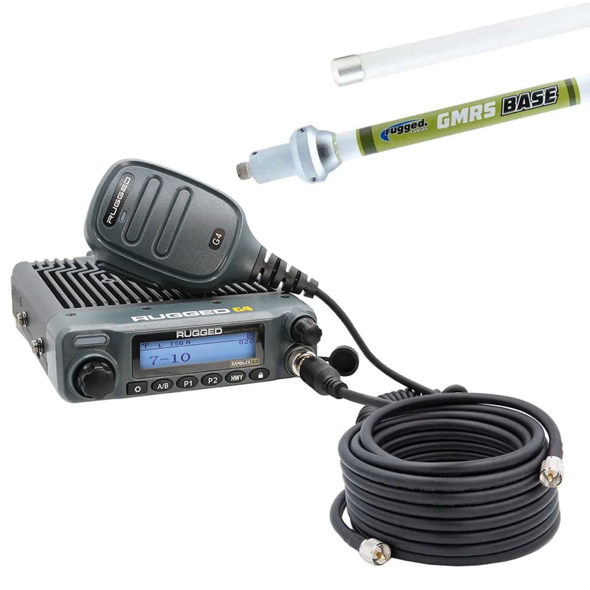 Rugged Radios Rambler G4 High Power Mobile Radio & Fiberglass Antenna Base Camp Kit