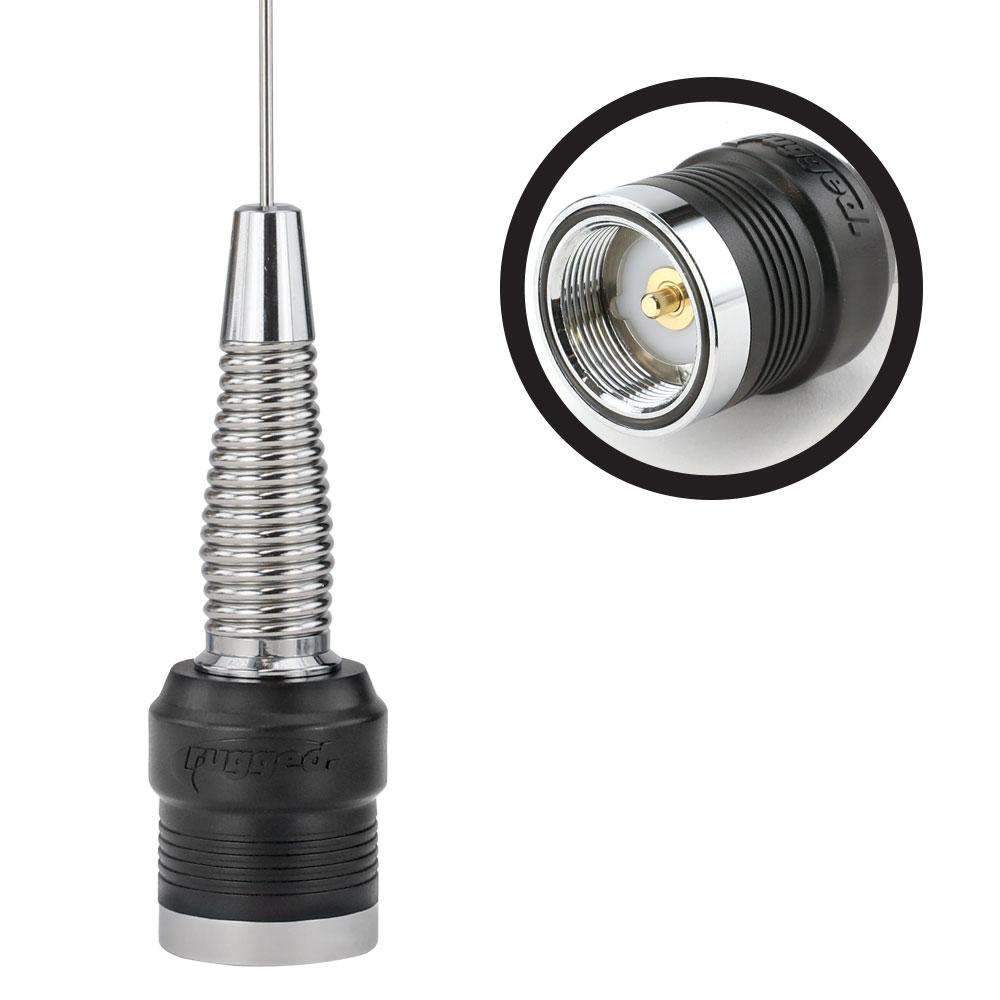 Rugged Radios UHF &amp; VHF Wide Band 1/4 Wave Antenna with Spring (132 - 525 MHz)