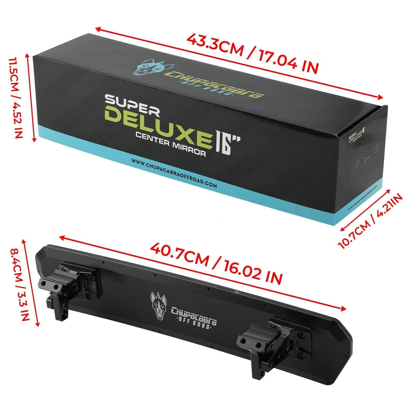 Super DELUXE 16" Offroad UTV Center Rearview Mirror