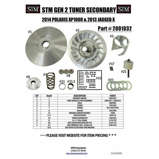 Polaris RZR (2008-2014) Gen 2 Tuner Secondary Clutch