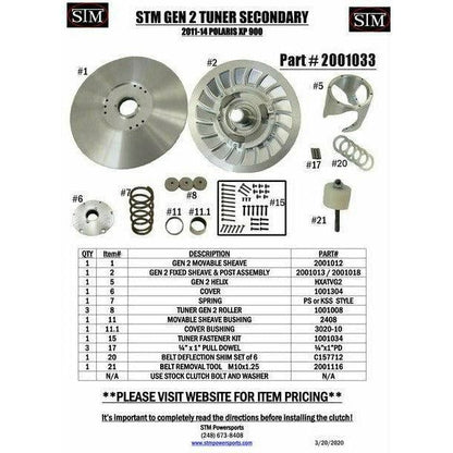 Polaris RZR XP 900 Tuner Secondary Clutch