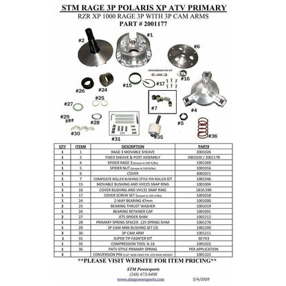 Polaris General / RZR XP 1000 RAGE 3P Primary Clutch