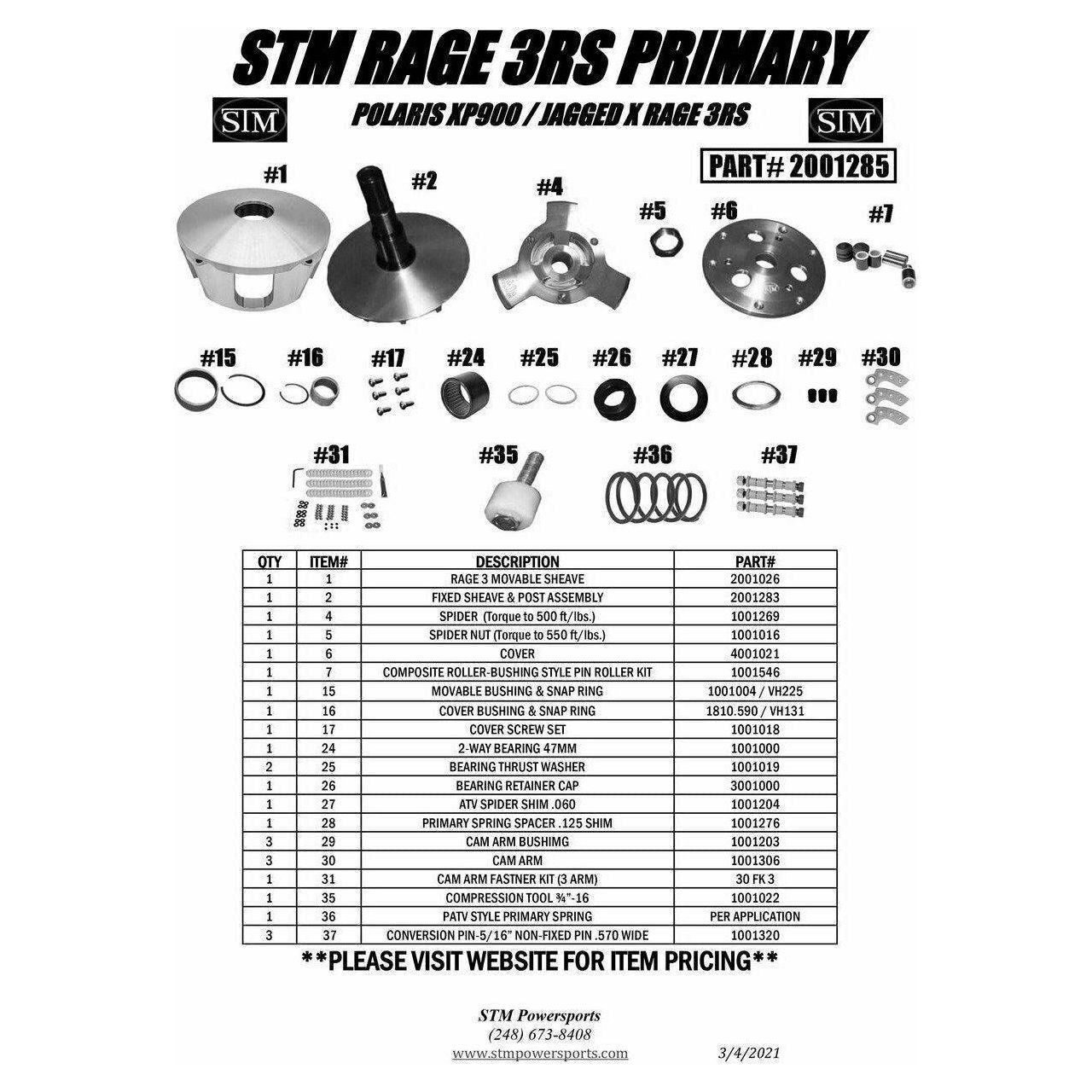 Polaris RZR XP 900 RAGE 3RS Primary Clutch