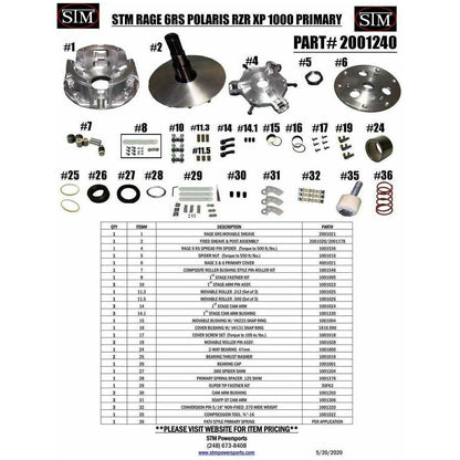 Polaris RZR XP 1000 RAGE 6RS Primary Clutch
