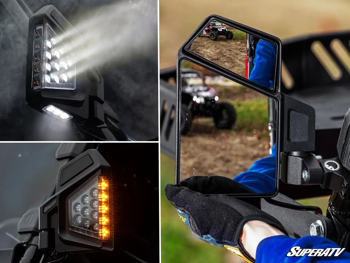SuperATV '19+ Tracker XTR 1000 Dual Section Led Side View Mirrors