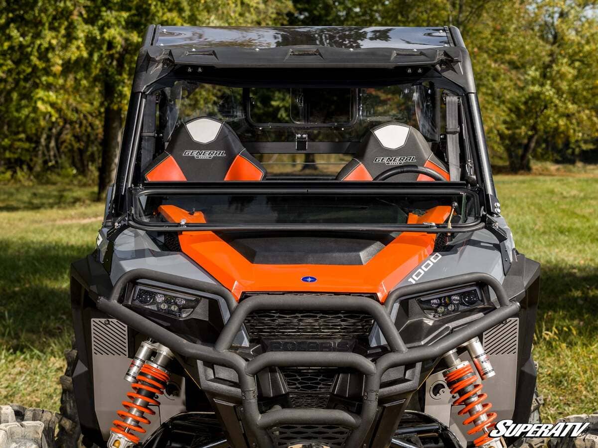SuperATV Polaris General 1000 Flip-Down Glass Windshield