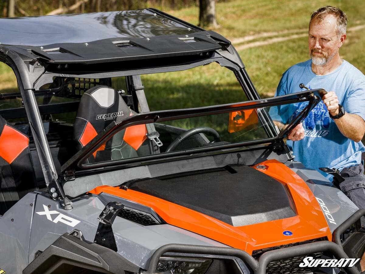 SuperATV Polaris General XP 1000 Flip-Down Glass Windshield