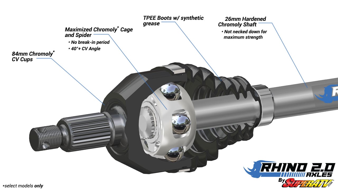 SuperATV Rhino 2.0 Can-Am Maverick Trail Heavy Duty Axles