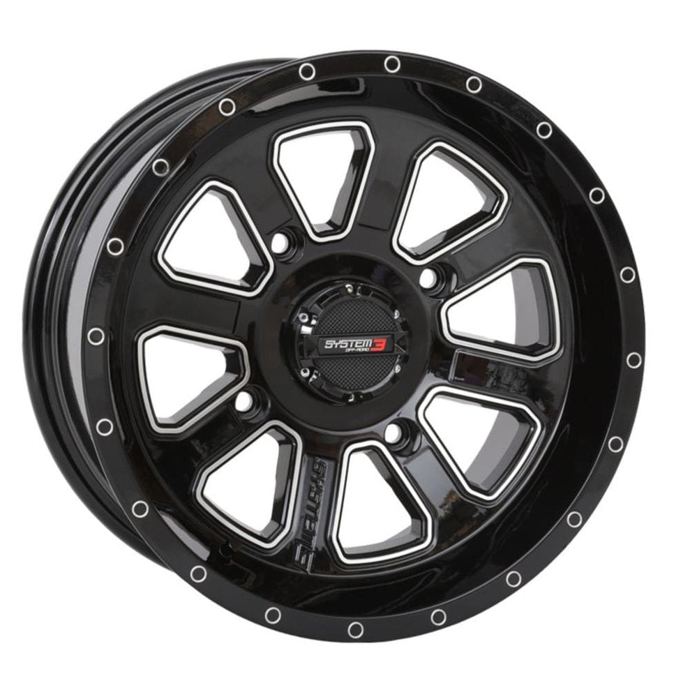 System 3 Gloss Black ST-4 & Maxxis Radial Roxxzilla Wheel & Tire Kit