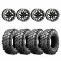 System 3 Gloss Black with Matte Brushed Ring SB-9 Beadlock & Maxxis Radial Carnivore Wheel & Tire Kit