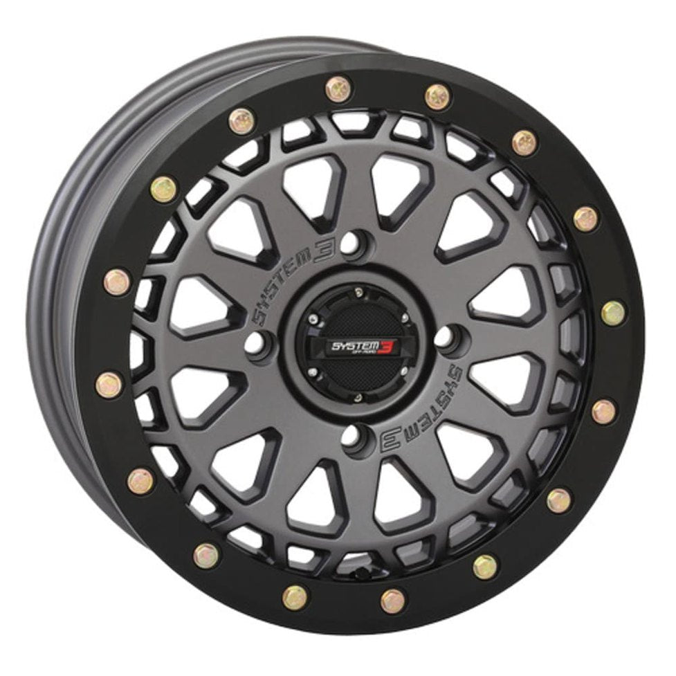 System 3 Gunmetal Grey SB-6 Beadlocks & Maxxis Radial Carnivore Wheel & Tire Kit