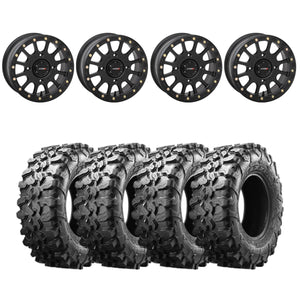 System 3 Matte Black SB-5 Beadlock & Maxxis Radial Carnivore Wheel & Tire Kit
