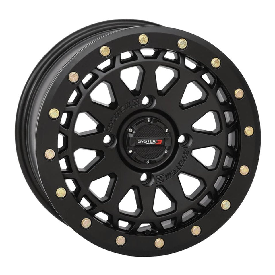 System 3 Matte Black SB-6 Beadlocks & Maxxis Radial Carnivore Wheel & Tire Kit