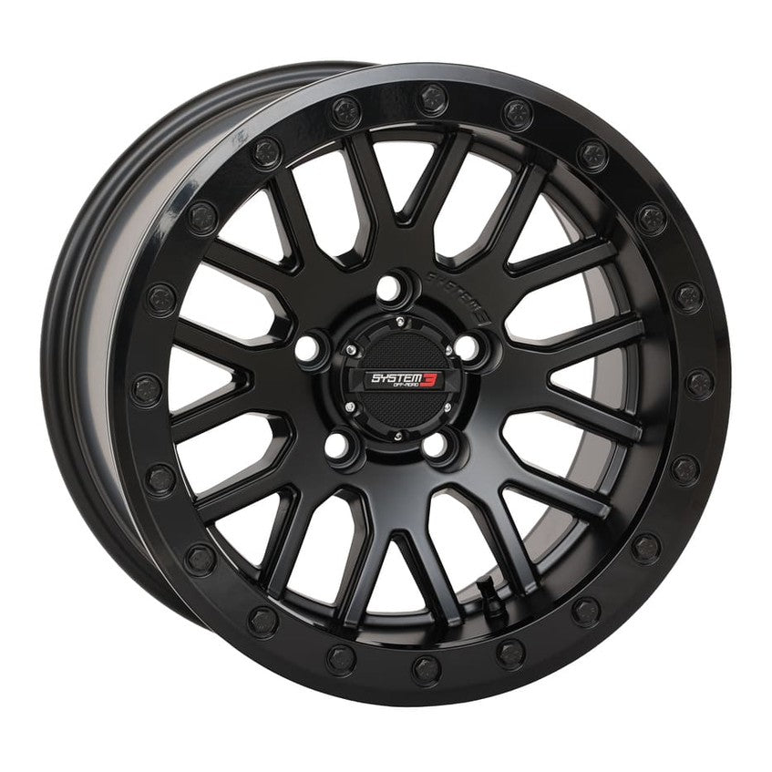 System 3 Matte Black with Gloss Black Ring SB-9 Beadlock & Maxxis Liberty Performance Off Road Wheel & Tire Kit