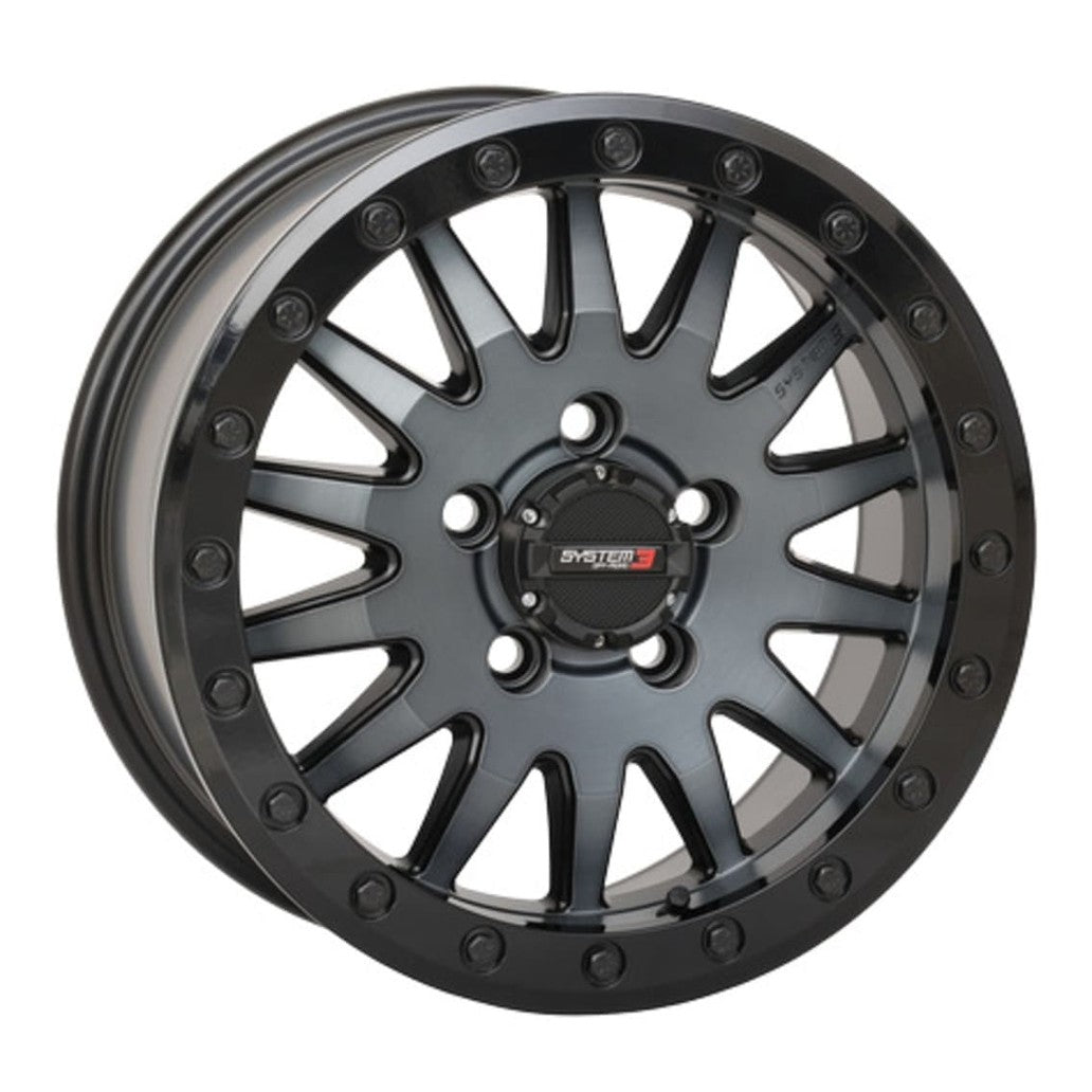 System 3 Matte Brushed Grey SB-8 5-Lug Beadlock & Maxxis Radial Carnivore Wheel & Tire Kit