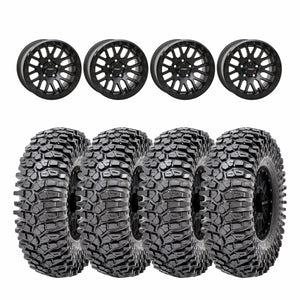 System 3 Matte Black with Gloss Black Ring SB-9 Beadlock & Maxxis Radial Roxxzilla Wheel & Tire Kit