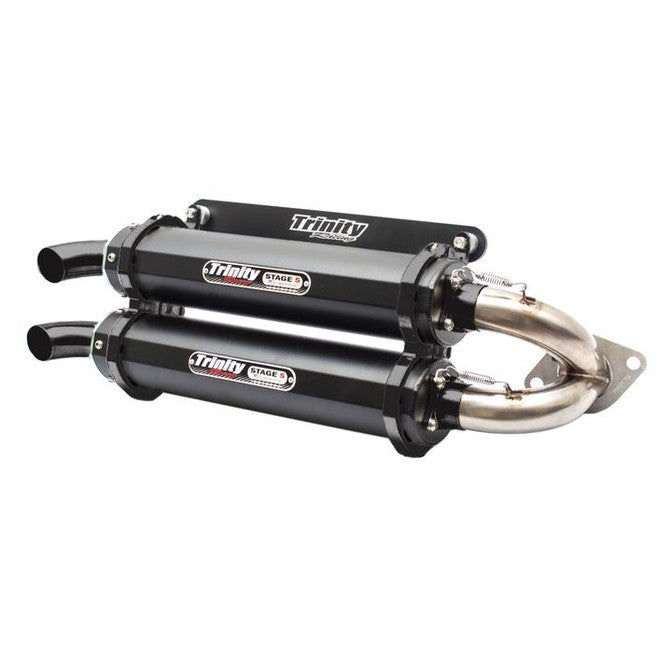 Trinity Racing '15-'23 Polaris RZR XP 1000 Slip On Exhaust - Cerakote w/ Stainless Y-Pipe