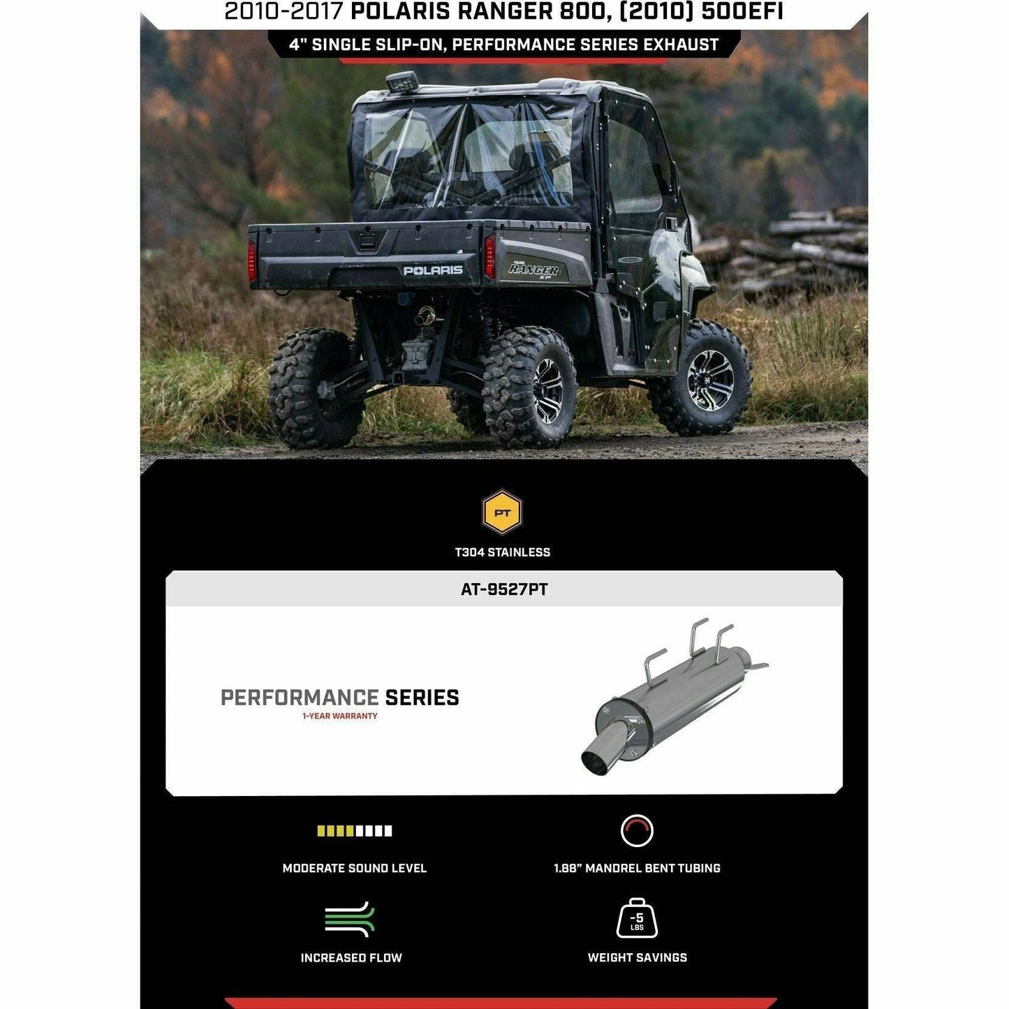 Polaris Ranger 800 Performance Series Slip On Exhaust