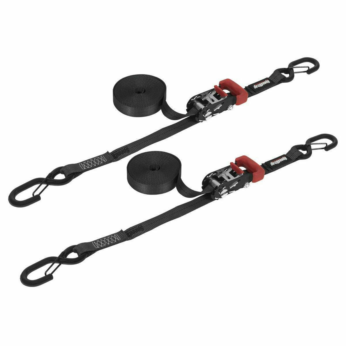 Speed Strap 1"x15' Ratchet Tie Down with Snap S Hooks (2 Pack)