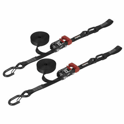Speed Strap 1"x15' Ratchet Tie Down with Snap S Hooks and Soft Tie (2 Pack)